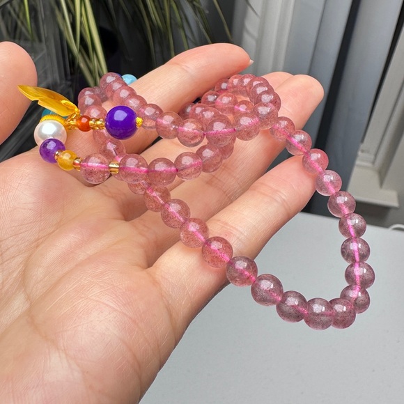 Strawberry Quartz Multi-Wrap Bracelet – Natural Crystal Healing Beads - Picture 5 of 5